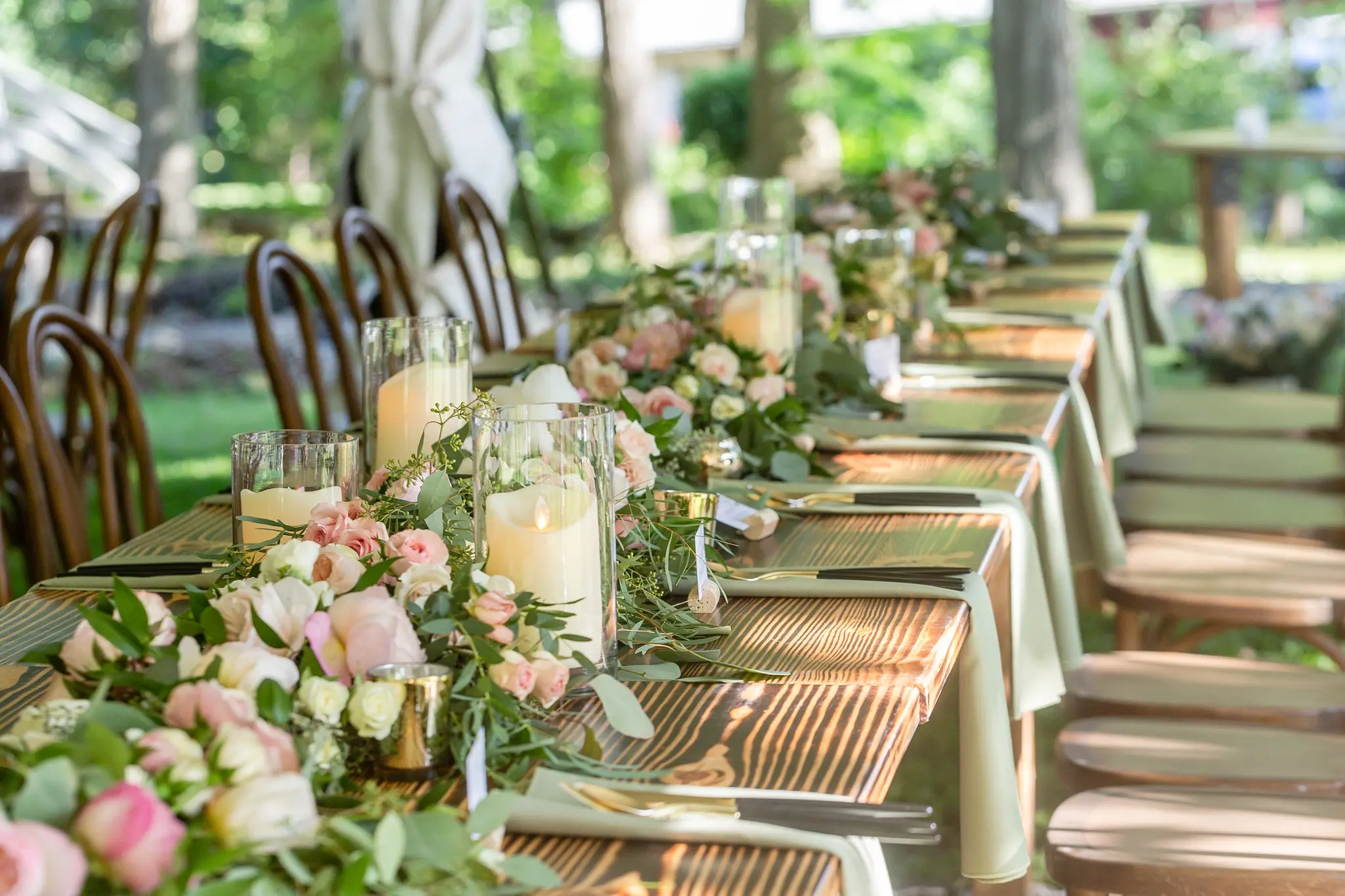 flower spread on banquet table